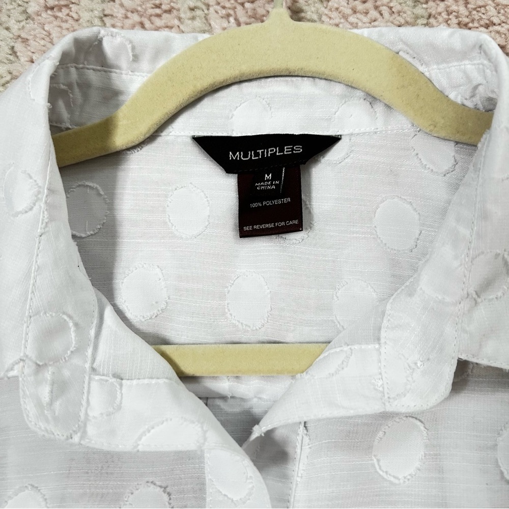Multiples White Polka Dot Button Down Blouse Shir… - image 3